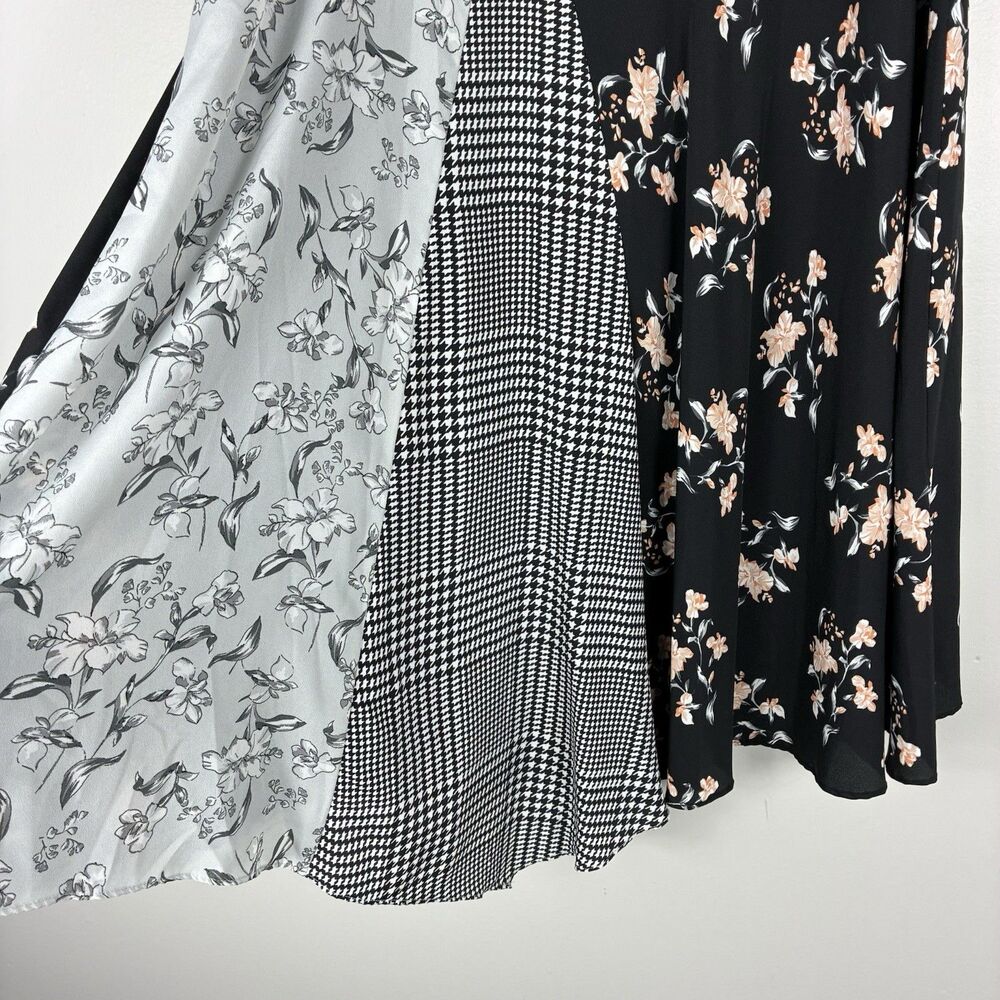Calvin Klein Patchwork Handkerchief Skirt Sz 8 Mixed Media Print Boho Artsy Fall - Picture 2 of 8